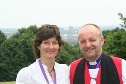 Bishop Alan and his wife Liz with Canterbury Cathedral in the background.